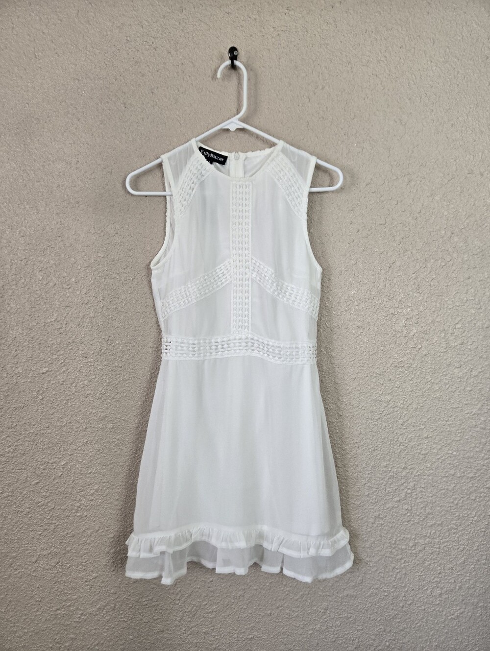 Eilly Bazar White Dress With Lace And Lining Size Small New With Tags #2C403